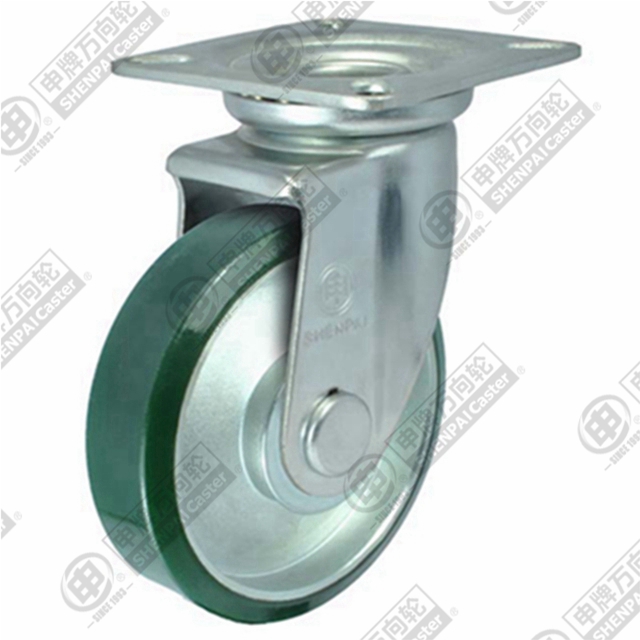 3" Top Plate Swivel Caster, Steel Core Polyurethane Wheel