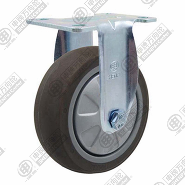 5" Top Plate Fixed Caster, Plastic-core TPE Wheel