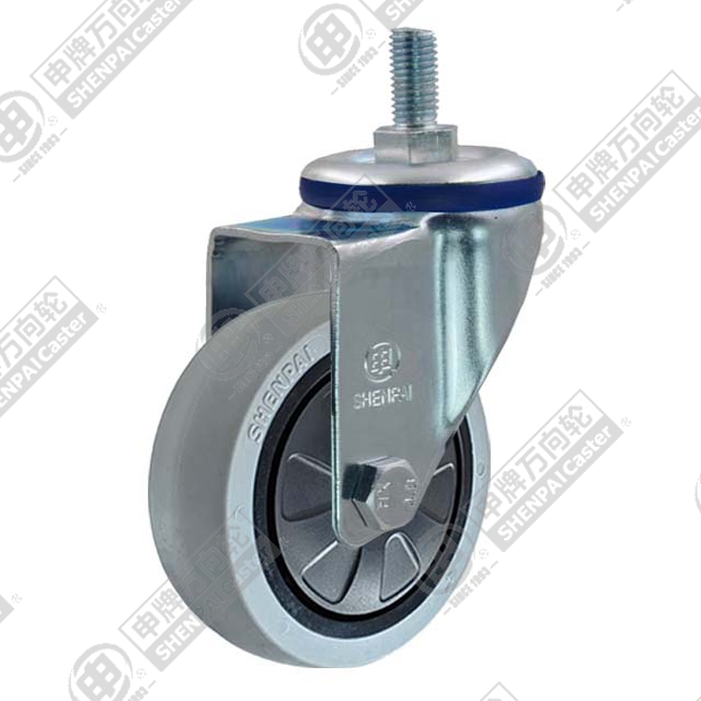 4" Threaded Stem Swivel Caster, Plastic-core TPE Wheel, M12*25
