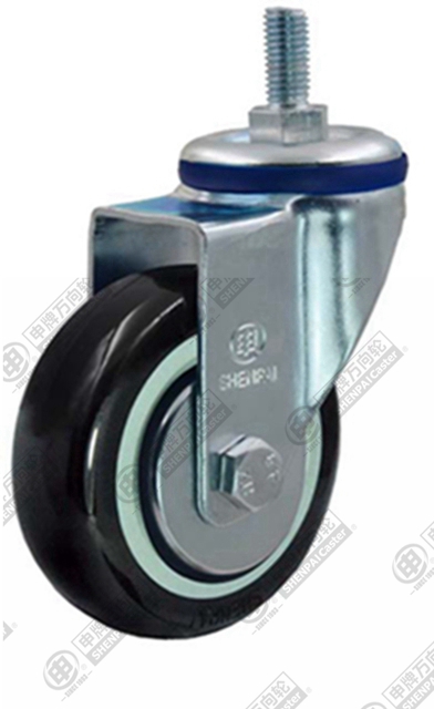 4" Threaded Stem Swivel Caster, Plastic-core Polyurethane Wheel, M12*25