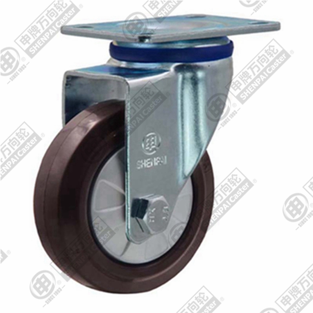 3" Top Plate Swivel Caster, Nylon Core Rubber Wheel