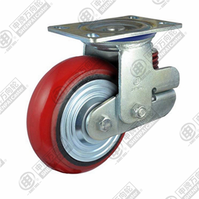 6" Top Plate Swivel Caster, Iron Core Polyurethane Wheel