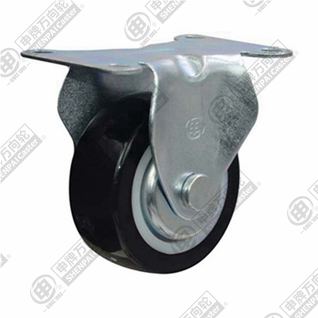2" Top Plate Fixed Caster, Plastic-core Polyurethane Wheel