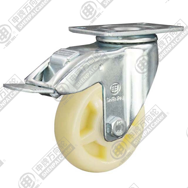 3.5" Top Plate Swivel Caster, Polypropylene Wheel, Total Lock Brake