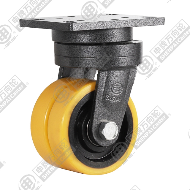 5" Top Plate Swivel Caster, Iron Core Polyurethane Wheel