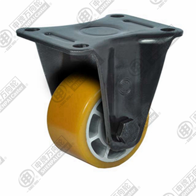 4" Top Plate Fixed Caster, Aluminum Core Polyurethane Wheel