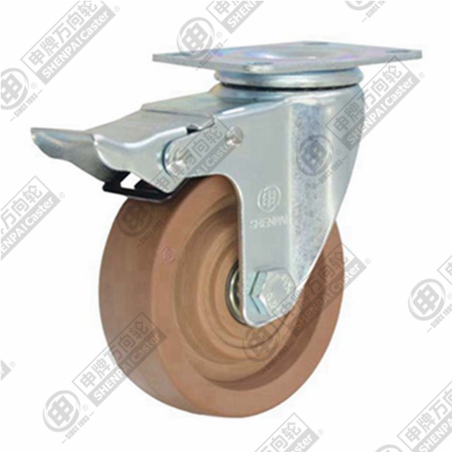 3" Top Plate Swivel Caster, High Temperature Nylon Wheel, Total Lock Brake