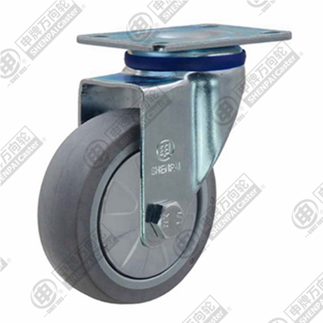 3" Top Plate Swivel Caster, Plastic-core TPE Wheel