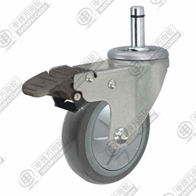 3" Bolt Hole Swivel Caster, Plastic-core Polyurethane Wheel, Total Lock Brake