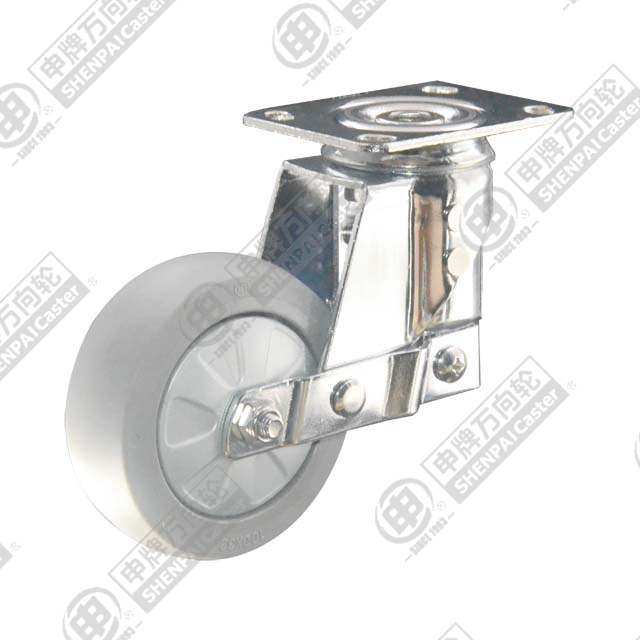 3" Top Plate Fixed Caster, Plastic-core TPE Wheel