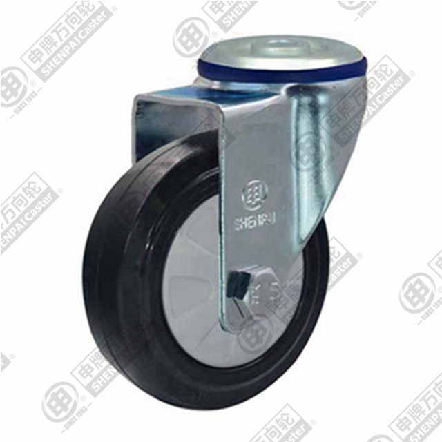 3" Bolt Hole Swivel Caster, Nylon Core Rubber Wheel