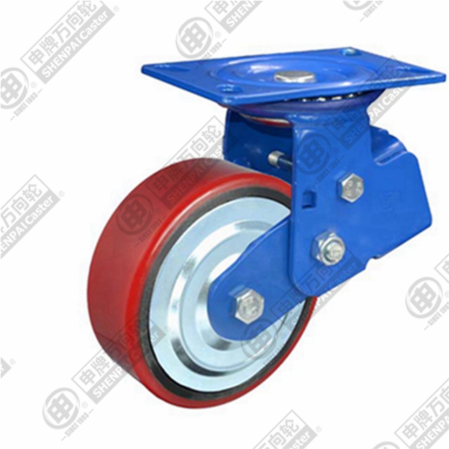 5" Top Plate Swivel Caster, Iron Core Polyurethane Wheel