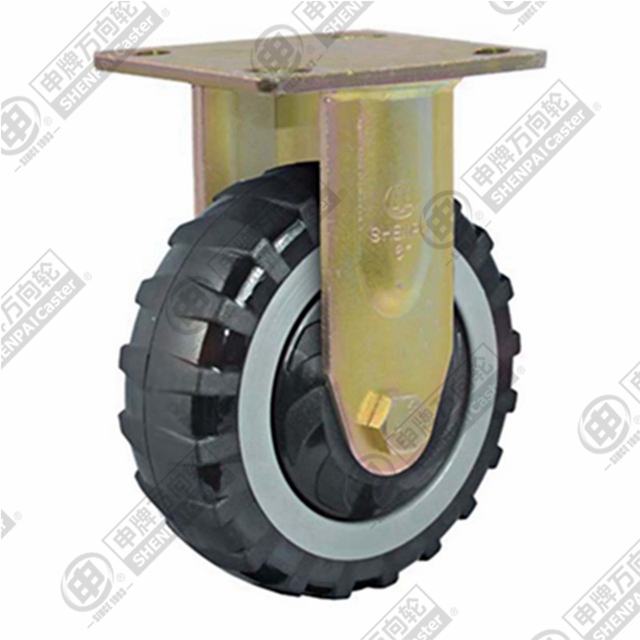 5" Top Plate Fixed Caster, Plastic-core Polyurethane Wheel