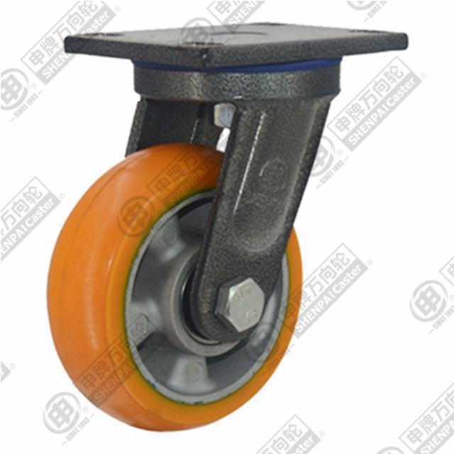 5" Top Plate Swivel Caster, Aluminum Core Polyurethane Wheel