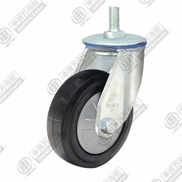 6" Threaded Stem Swivel Caster, Nylon Core Rubber Wheel, M20*32
