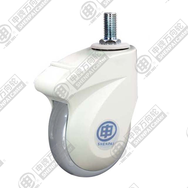5" Threaded Stem Swivel Caster, Plastic-core Polyurethane Wheel, M16*30
