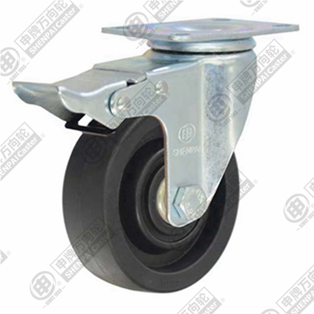 3" Top Plate Swivel Caster, High Temperature Nylon Wheel, Total Lock Brake
