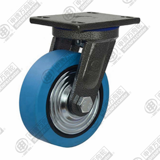 8" Top Plate Swivel Caster, Iron Core Nylon Wheel