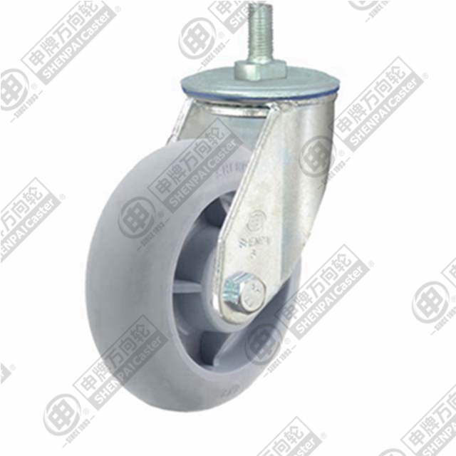 6" Threaded Stem Swivel Caster, Plastic-core TPE Wheel, M20*32