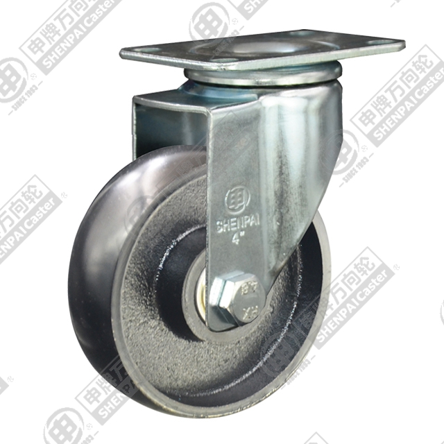 4" Top Plate Swivel Caster, Cast Iron Wheel