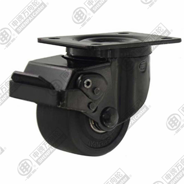3" Top Plate Swivel Caster, Integral Nylon Wheel, Rear Parking Brake