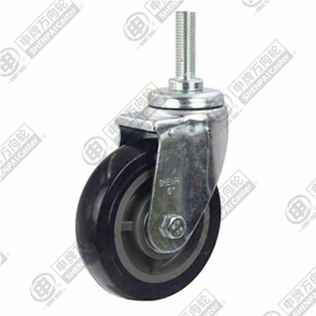 5" Threaded Stem Swivel Caster, Plastic-core Polyurethane Wheel, M20*45