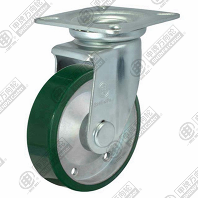 5" Top Plate Swivel Caster, Steel Core Polyurethane Wheel