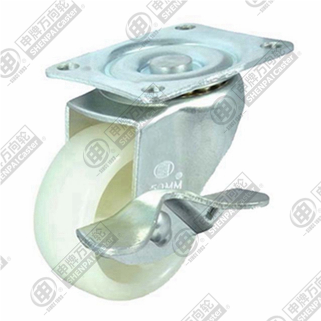 2.5" Top Plate Swivel Caster, Polypropylene Wheel, Rear Parking Brake