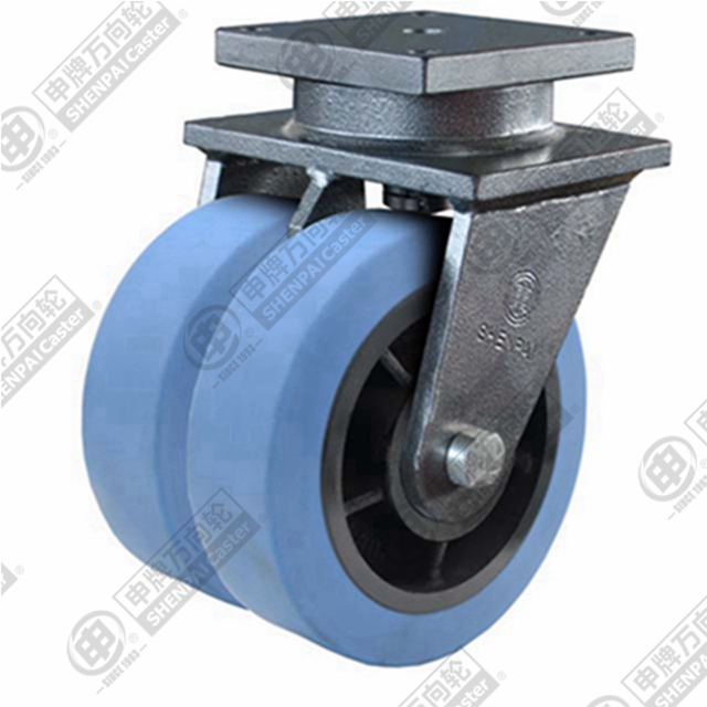 8" Top Plate Swivel Caster, Iron Core Nylon Wheel