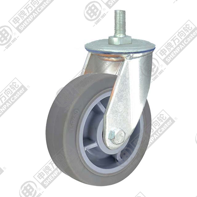 5" Threaded Stem Swivel Caster, Plastic-core TPE Wheel, M20*32