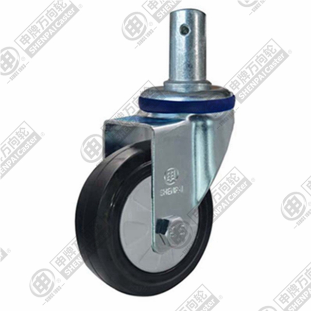 4" Round Stem Swivel Caster, Nylon Core Rubber Wheel