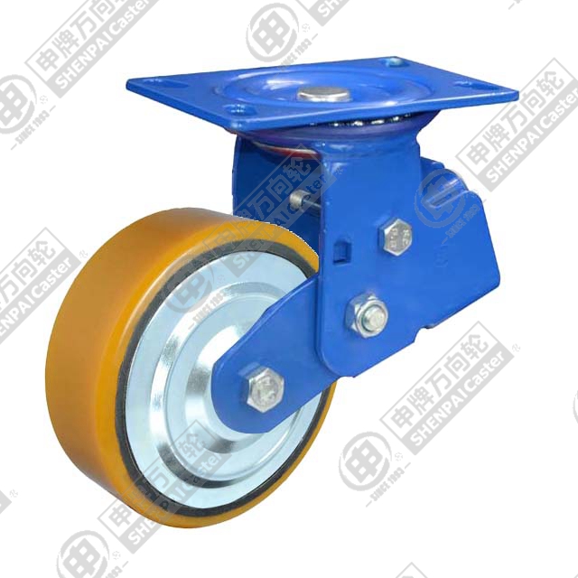 5" Top Plate Swivel Caster, Iron Core Polyurethane Wheel