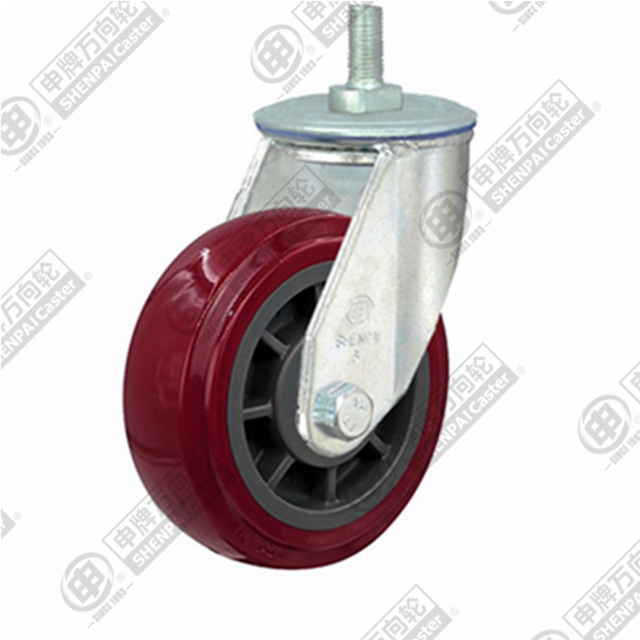 4" Threaded Stem Swivel Caster, Plastic-core Polyurethane Wheel, M20*32