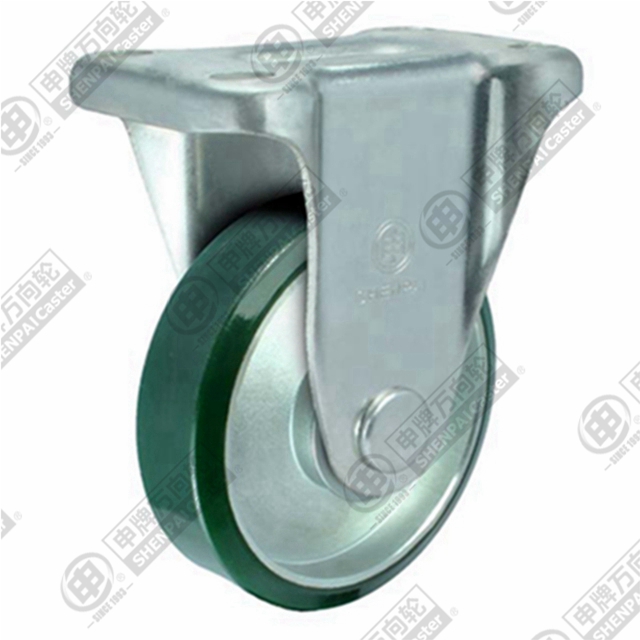 3" Top Plate Fixed Caster, Steel Core Polyurethane Wheel