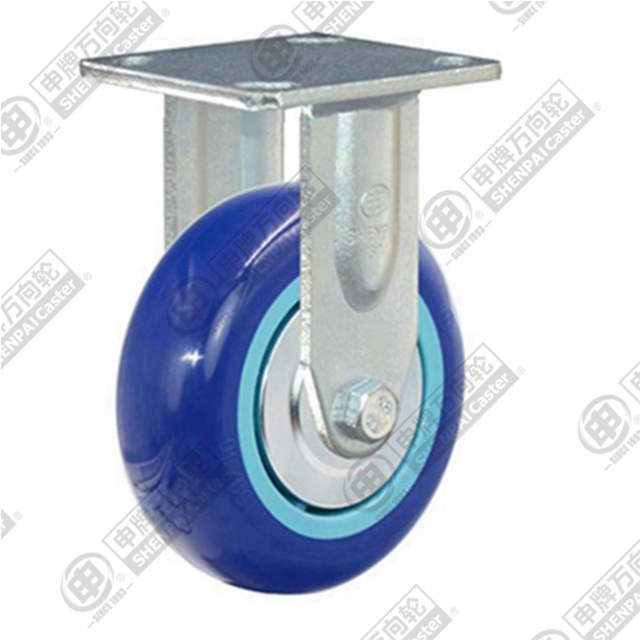 6" Top Plate Fixed Caster, Plastic-core Polyurethane Wheel