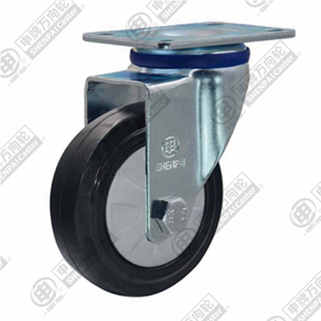 3" Top Plate Swivel Caster, Nylon Core Rubber Wheel