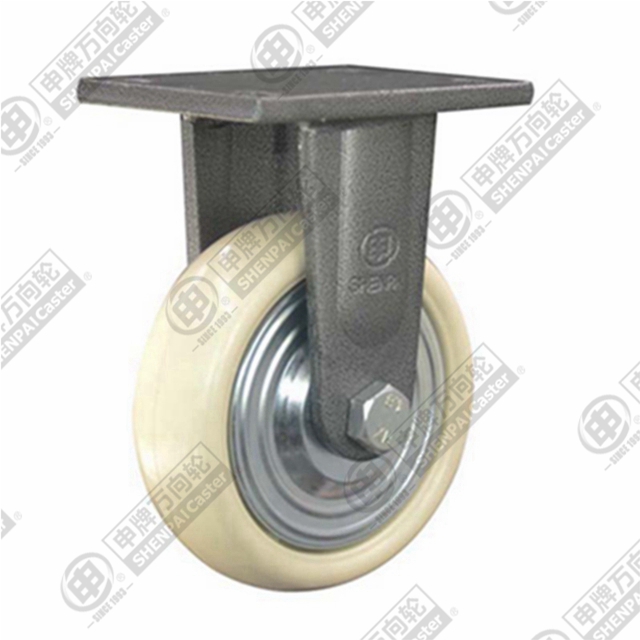 5" Top Plate Fixed Caster, Integral Nylon Wheel, Direction Lock Brake