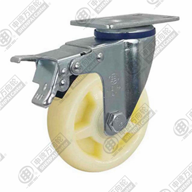 3.5" Top Plate Swivel Caster, Polypropylene Wheel, Total Lock Brake