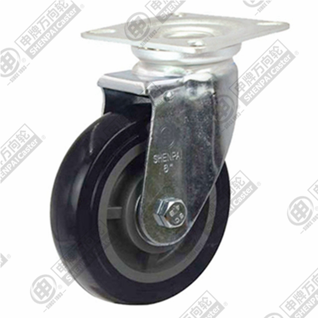 4" Top Plate Swivel Caster, Plastic-core Polyurethane Wheel