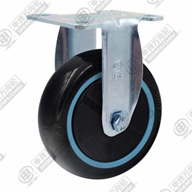 4" Top Plate Fixed Caster, Plastic-core Polyurethane Wheel