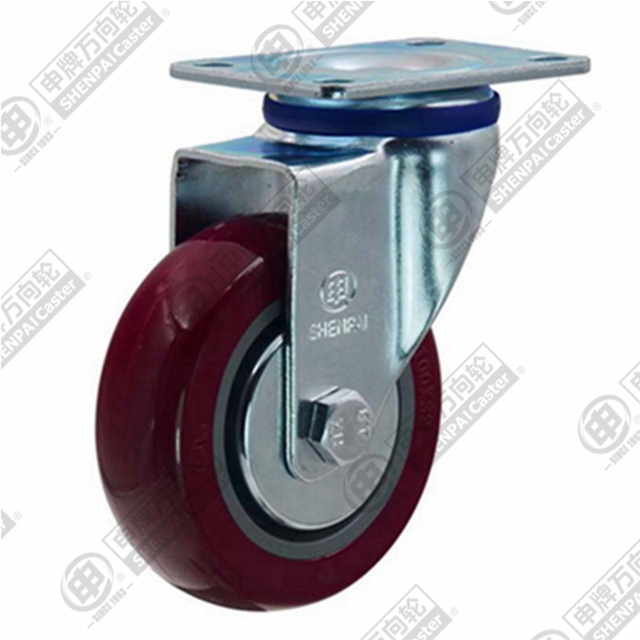 4" Top Plate Swivel Caster, Plastic-core Polyurethane Wheel