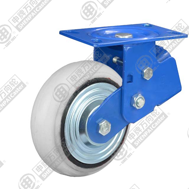 5" Top Plate Fixed Caster, Iron Core Polyurethane Wheel