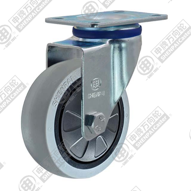 4" Top Plate Swivel Caster, Plastic-core TPE Wheel