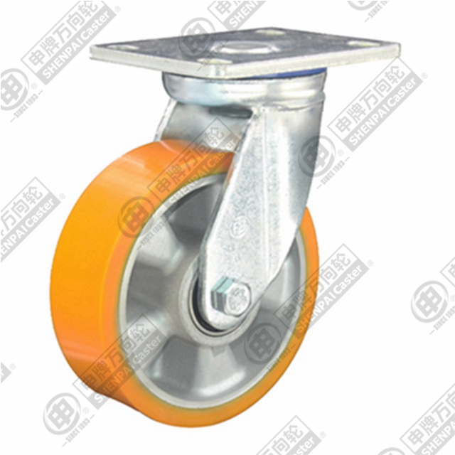 5" Top Plate Swivel Caster, Aluminum Core Polyurethane Wheel