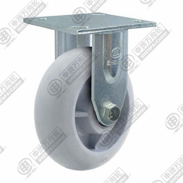 6" Top Plate Fixed Caster, Plastic-core TPE Wheel