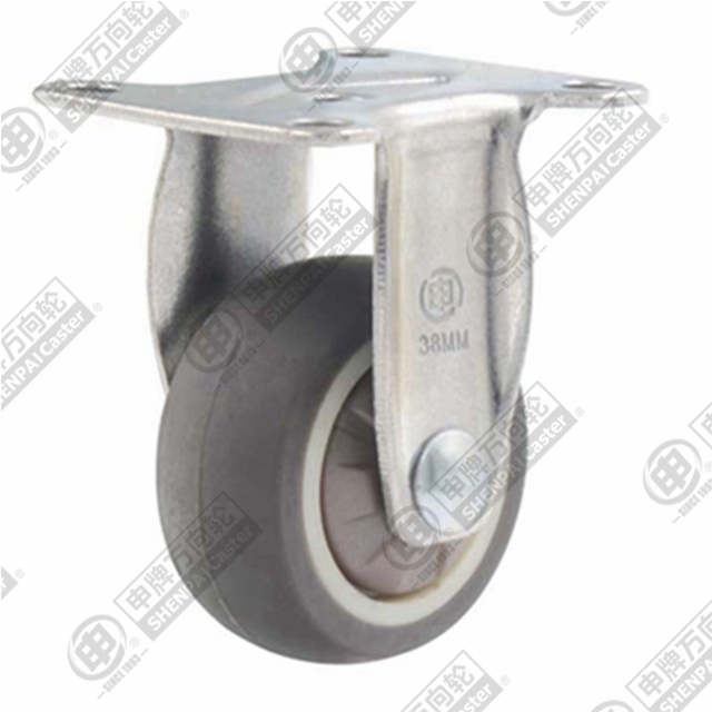 2" Top Plate Fixed Caster, Plastic-core TPE Wheel