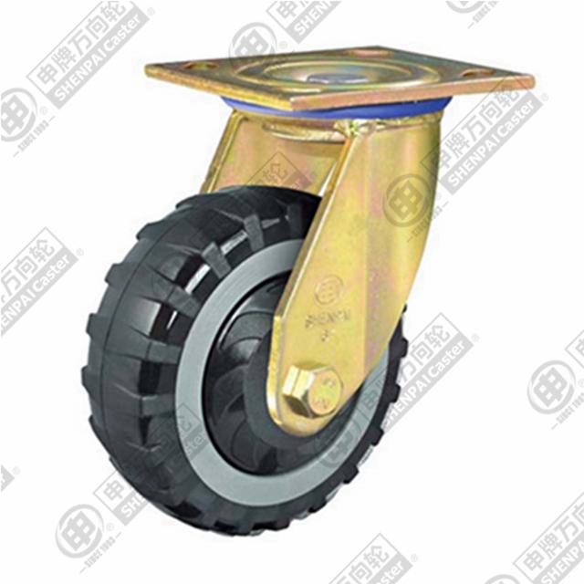 6" Top Plate Swivel Caster, Plastic-core Polyurethane Wheel