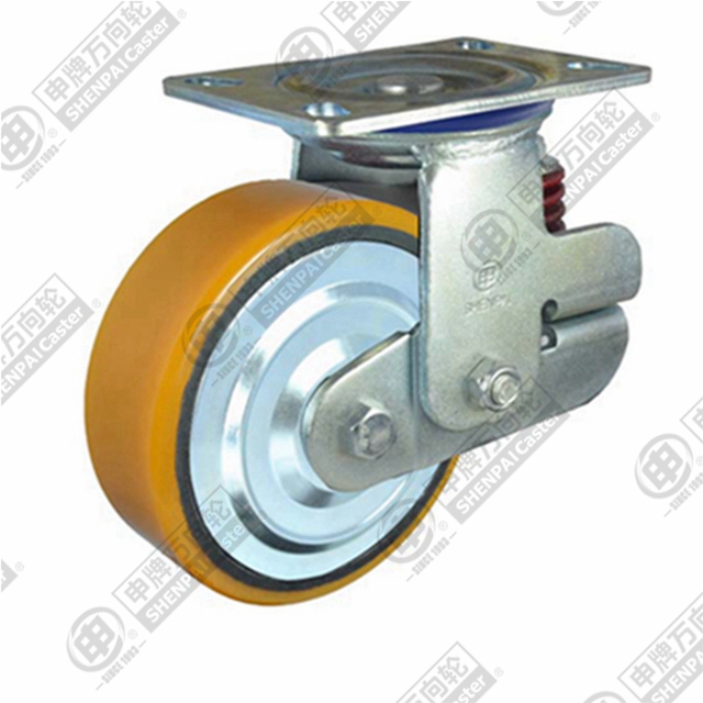 5" Top Plate Swivel Caster, Iron Core Polyurethane Wheel