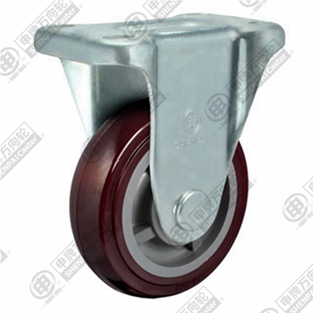 4" Top Plate Fixed Caster, Plastic-core Polyurethane Wheel