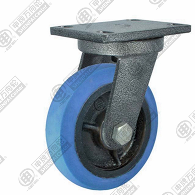 10" Top Plate Swivel Caster, Iron Core Nylon Wheel